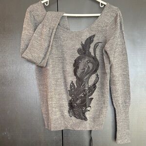 Chic Gray Sweater with Lacy Details